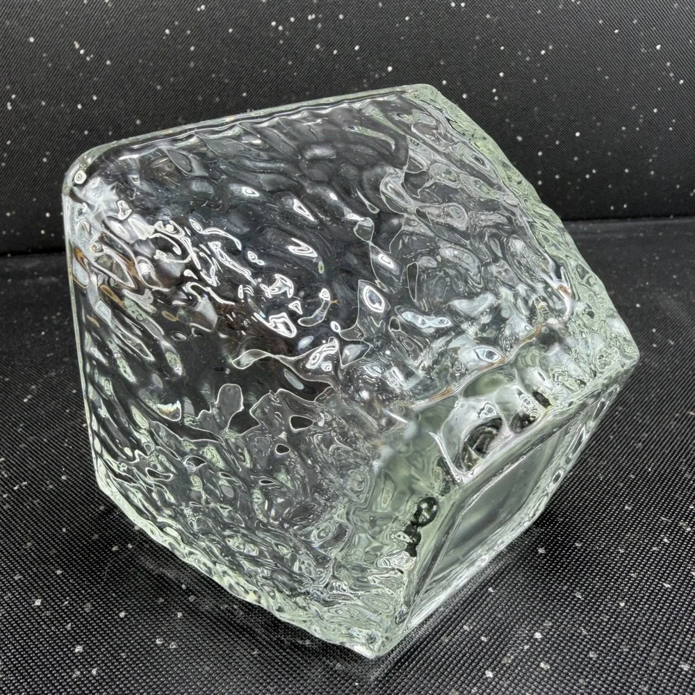 Disaronno Square Hammered Texture Rocks Glasses Bowl Dish Set of 2 Clear Barware